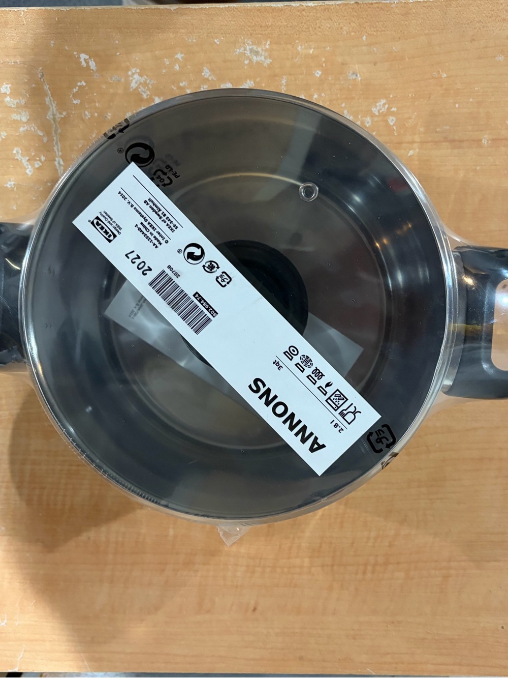 IKEA ANTONS Clear Glass Lid with Black Knob
